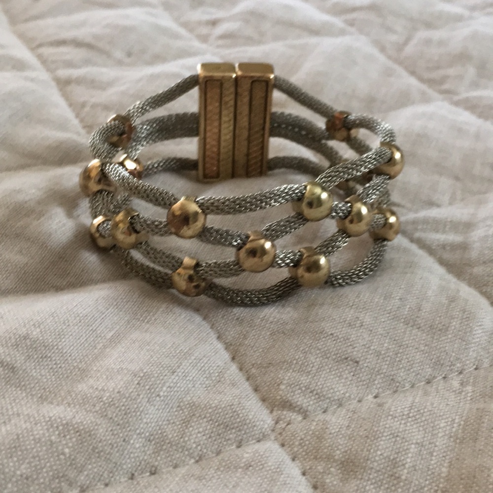 Silver-toned and gold  “chainmail” bracelet